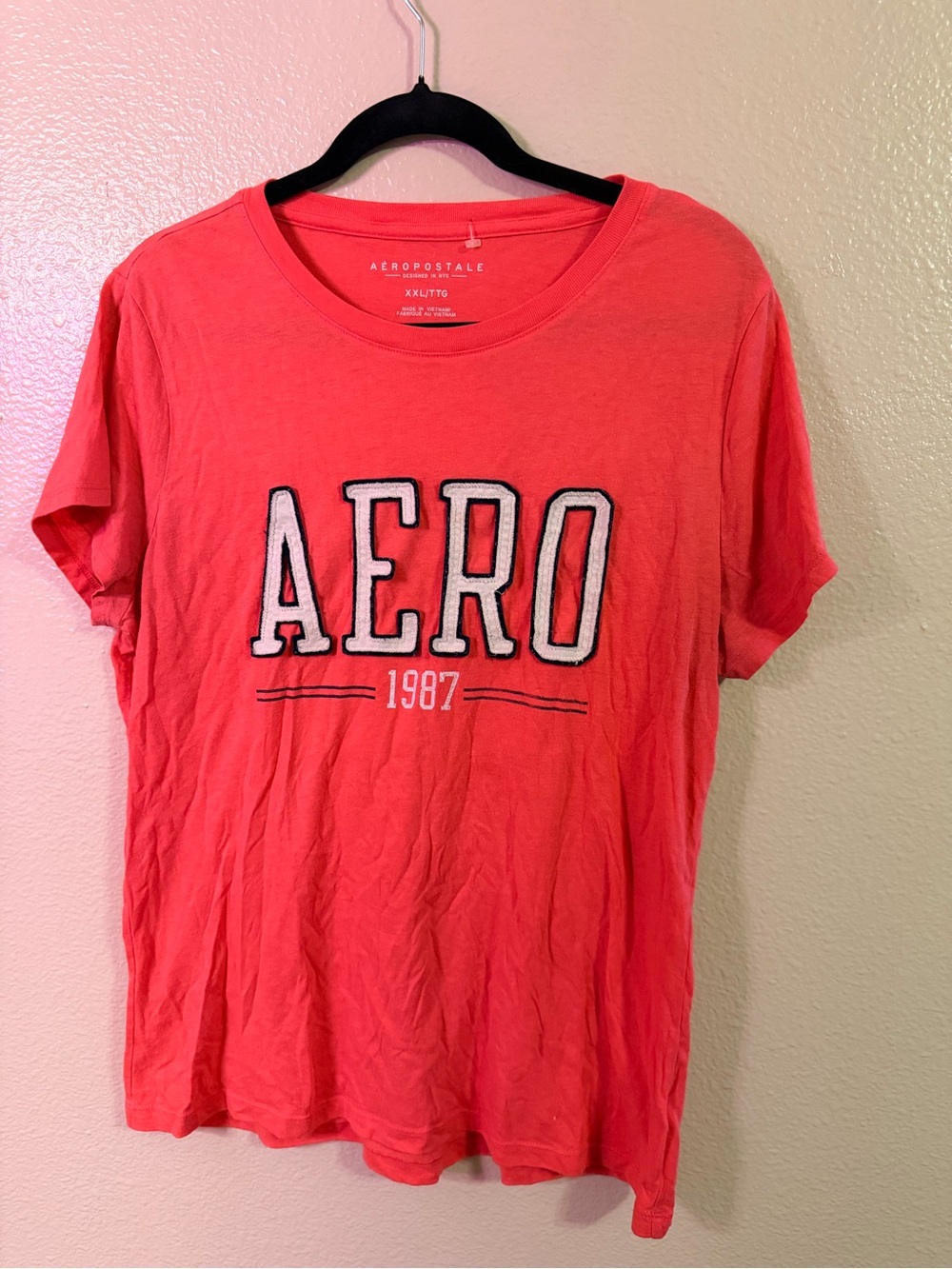 Aeropostale Coral AERO 1987 Short Sleeve Tee